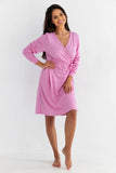 Elegant Long Sleeve Women's Bathrobe with Belted Design