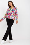 Patterned Heart Neckline Long Sleeve Women's Sweatshirt