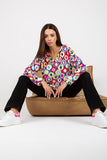 Patterned Heart Neckline Long Sleeve Women's Sweatshirt
