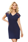 Chic A-Line Blouse with Lace Inserts and Piping Details