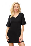 Chic Viscose Elbow Sleeve T-Shirt with Fashion Frill