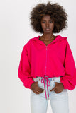 Zippered Hooded Sweatshirt with Ties for Women
