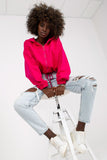 Zippered Hooded Sweatshirt with Ties for Women