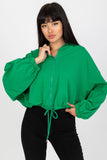 Zippered Women's Hooded Sweatshirt with Tie Bottom