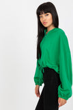 Zippered Women's Hooded Sweatshirt with Tie Bottom