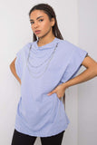 Loose Fit Short Sleeve Blouse with Detachable Chain