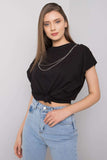 Loose Fit Short Sleeve Blouse with Detachable Chain