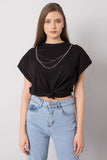 Loose Fit Short Sleeve Blouse with Detachable Chain