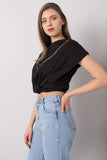 Loose Fit Short Sleeve Blouse with Detachable Chain