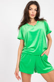 Chic Velour Blouse and High-Waisted Shorts Set