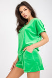 Chic Velour Blouse and High-Waisted Shorts Set