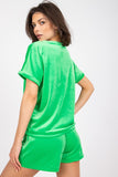 Chic Velour Blouse and High-Waisted Shorts Set