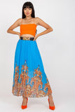 Stylish Long Skirt with Elastic Waist and Decorative Belt