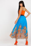 Stylish Long Skirt with Elastic Waist and Decorative Belt