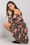 Frilled Long Sleeve Dress with Spanish Neckline