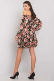 Frilled Long Sleeve Dress with Spanish Neckline