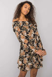 Long Sleeve Dress with Frilled Hem and Spanish Neckline