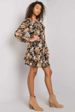 Long Sleeve Dress with Frilled Hem and Spanish Neckline