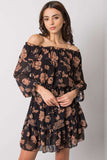 Frilled Long Sleeve Dress with Spanish Neckline