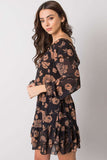 Frilled Long Sleeve Dress with Spanish Neckline