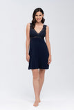 Elegant Lace-Top Nightgown with Padded Cups