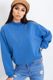 Cozy Long Sleeve Cotton Sweatshirt with Stand-Up Collar
