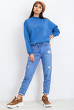 Cozy Long Sleeve Cotton Sweatshirt with Stand-Up Collar