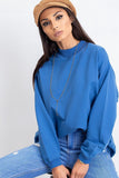 Cozy Long Sleeve Cotton Sweatshirt with Stand-Up Collar