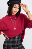Cozy Long Sleeve Cotton Sweatshirt with Stand-Up Collar