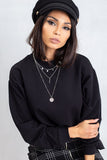 Cozy Long Sleeve Stand-Up Collar Cotton Sweatshirt
