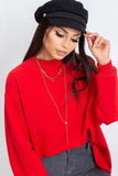Cozy Long Sleeve Cotton Sweatshirt with Stand-Up Collar