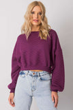 Quilted Long Sleeve Short Sweatshirt with Ribbed Hem
