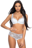 Floral Lace Panties with Satin Bow Detail
