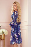 Floral Chiffon Dress with Long Sleeves and Neckline