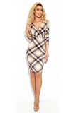 Fitted Dress with Envelope Neckline and Long Sleeves