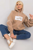 Cozy Long Sleeve Hooded Sweatshirt with Decorative Print