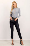 Chic Women's Long-Sleeve Basic Blouse with Wavy Edges
