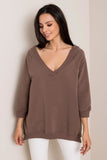 Loose Fit Heart Neckline Long Sleeve Sweatshirt