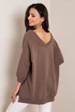 Loose Fit Heart Neckline Long Sleeve Sweatshirt