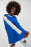 Extended Cut Long Sleeve Sweatshirt with Striped Sleeves