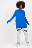 Extended Cut Long Sleeve Sweatshirt with Striped Sleeves