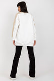 Extended Cut Sweatshirt with Striped Sleeves and Boat Neckline
