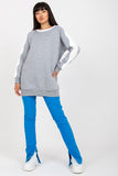 Extended Cut Sweatshirt with Striped Long Sleeves