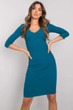 Fitted Pencil Dress with 3/4 Sleeves and Heart Neckline