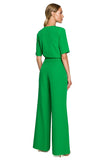 Elegant Elbow-Length Sleeve Trouser Suit with Pockets