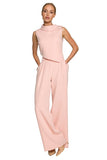 Elegant Wide-Leg Jumpsuit with Roll-Up Collar