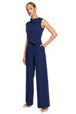 Elegant Wide-Leg Jumpsuit with Roll-Up Collar