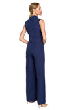 Elegant Wide-Leg Jumpsuit with Roll-Up Collar