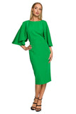 Elegant Knee-Length Dress with Ruffled Sleeves