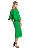 Elegant Knee-Length Dress with Ruffled Sleeves